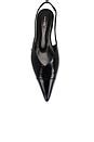 ANINE BING Elena Slingback Flat in High Shine Black in High-shine Black ...