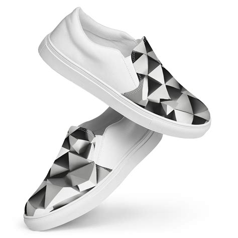 The Triangles (Black) Men’s Slip-on Deck Shoes - The Art Concierge Clothing