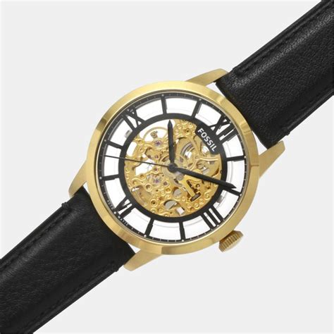 Fossil Towns Men Automatic Black Dial Analog Leather Watch ME3210 ...