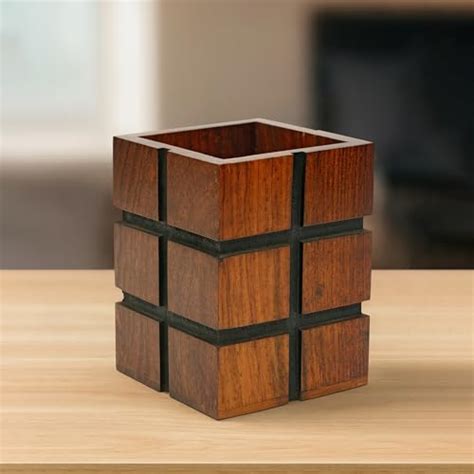 Fine Craft India Wooden Multipurpose Holder | Pen Stand, Cutlery Stand ...