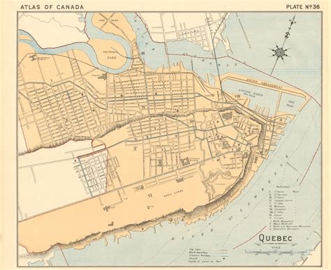 QUEBEC town city plan de la ville. Québec, Canada. WHITE 1906 old antique map