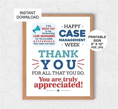 Case Management Week Sign Printable / Case Managers Week Poster / Case Manager Appreciation Sign ...