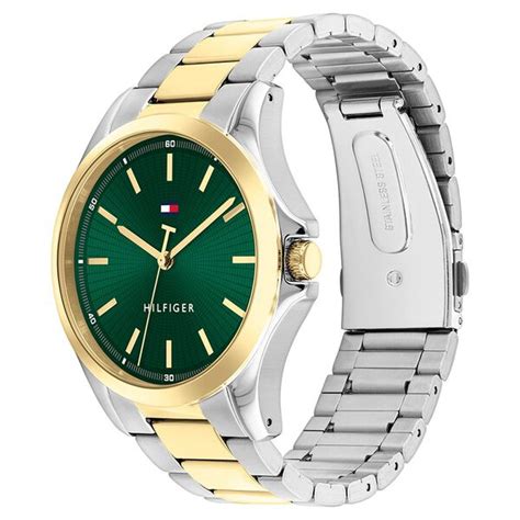 Buy Online Tommy Hilfiger Quartz Analog Green Dial Two Toned Stainless ...