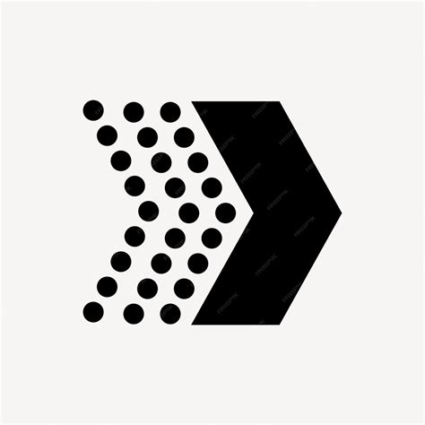 Dotted arrow icon, sticker, direction symbol vector in black and white ...