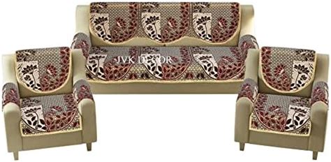 GOLDENIZ 7 Star Cotton Flower Printed Set of 5 Seater Sofa Cover with 6 ...