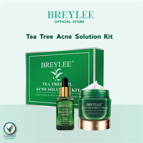 Jual BREYLEE TEA TREE OIL ACNE SOLUTION KIT (2Pcs)-Acne Serum + Cream 17ml+20g | Shopee Indonesia