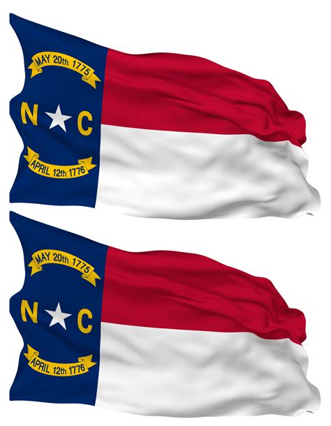 State of North Carolina Flag Waves Isolated in Plain and Bump Texture ...