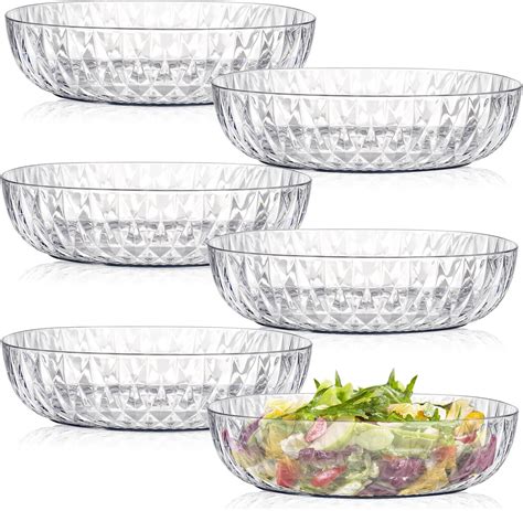Amazon.com: Large Plastic Bowls for Serving ~ 4 Crystal Cut Plastic ...