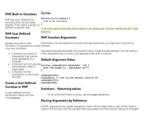 PHP Functions and Arrays: Module 4 Study Notes - Studocu