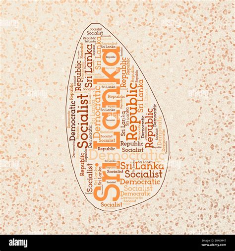 Sri Lanka shape with country names word cloud in multiple languages ...