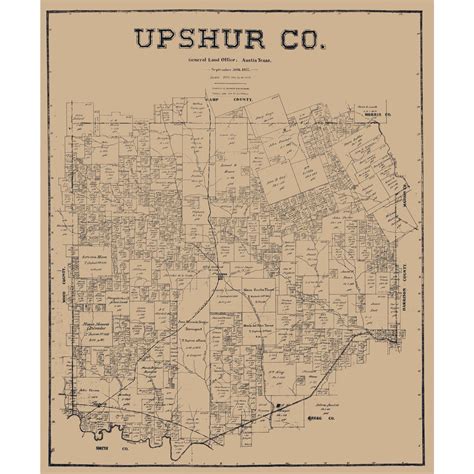 Historic County Map - Upshur County Texas - Pressler 1897 - 23 x 27.69 ...