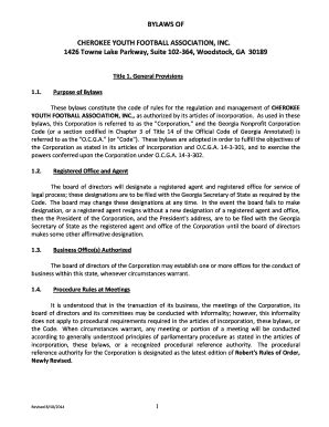 Youth Football Bylaws Template - Fill Online, Printable, Fillable ...
