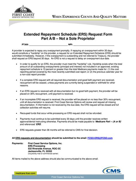 Fillable Online Extended Repayment Schedule (ERS) Request Form -- Not a ...