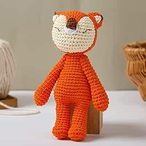 SYCAMORE EAST Wooden Baby Fox Rattle & Crochet Doll Plush Elephant ...