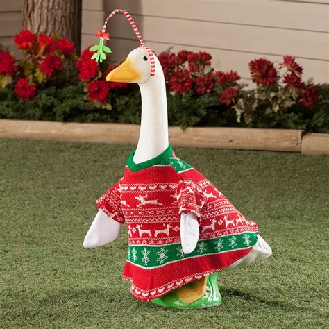 Red and Green Sweater Goose Outfit with Mistletoe - Miles Kimball