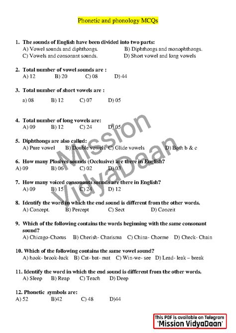 Phonetic & Phonology MCQs (ENG 101) - Practice Questions 1 - Studocu