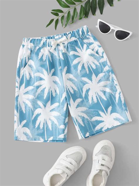 SHEIN Niños Shorts con estampado tropical con bolsillo oblicuo | Mode ...