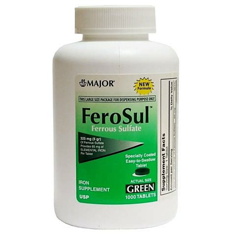 FEROSUL 325 MG TAB 1000CT ferrous sulfate ORAL TABLET 325(65) MG | eBay