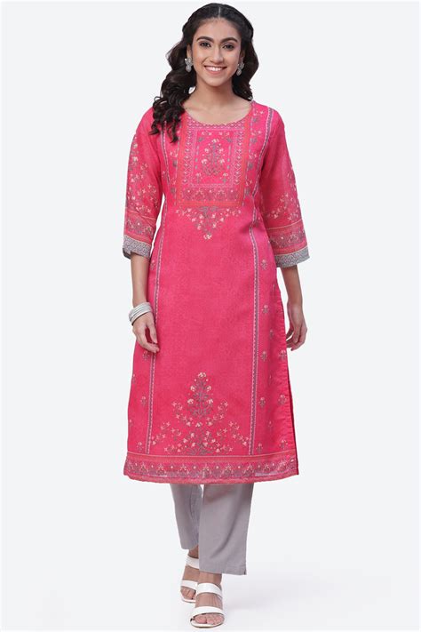Fuchsia A-Line Cotton Kurta