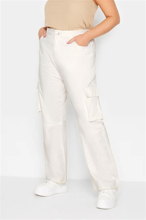 YOURS Plus Size White Cargo Trousers | Yours Clothing
