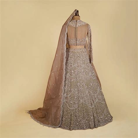 Grey Lehenga Choli embellished with Sequins, Pearls and Cut dana work ...