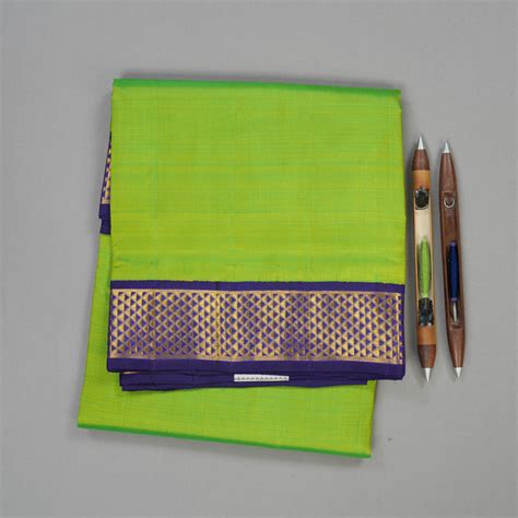Hayagrivas Handloom Ten Yards Silk Saree in Lush Fluorescent Green KBE ...