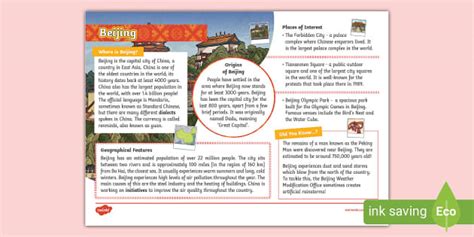 Beijing Fact File (teacher made) - Twinkl