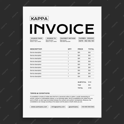 Modern kappa spa invoice template | Free Vector