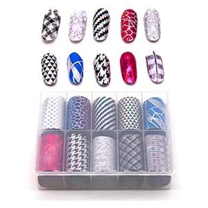 Buy 10 Sheets Nail Holographic Stickers Nail Foil Transfer Sticker for ...
