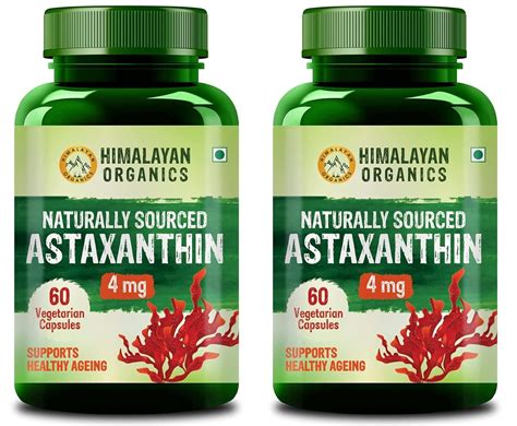 Himalayan Organics Naturally Sourced Astaxanthin 4mg | Supports ...