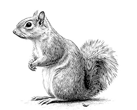 A squirrel with a black and white drawing of the tail. | Premium AI ...