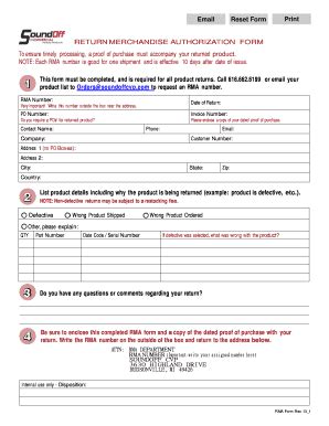 Fillable Online RMA number (Return Merchandise Authorization ...
