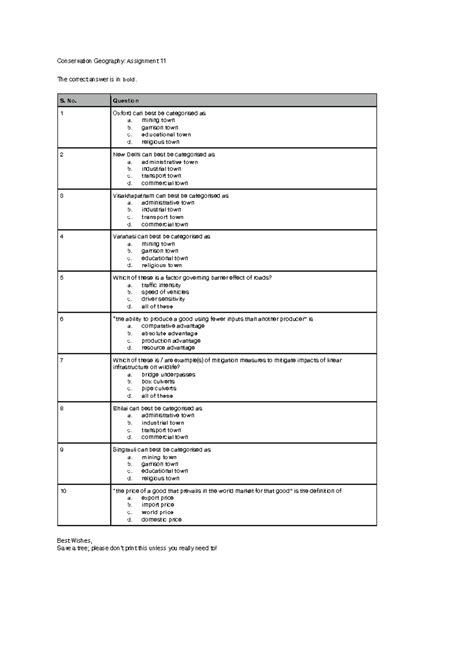 A11 solution 2024 - NPTEL Assignments - Conservation Geography ...