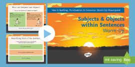 Subjects and Objects in a Sentence Poster (teacher made)