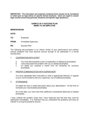 SAMPLE OF A SUCCESS PLAN MEMO TO AN EMPLOYEE - Calcpa 2020-2026 - Fill ...