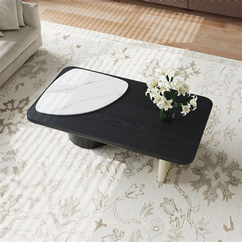 Ivy Bronx 51" Modern Wood Coffee Table,Retangular Black Living Room ...