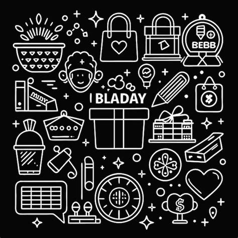 Black and white doodle illustration of gifts shopping and money ...