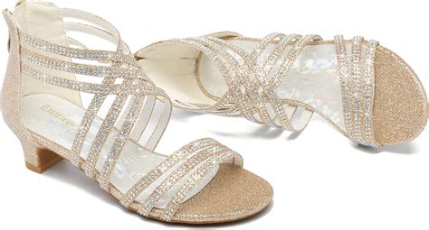 Buy Eiimieor Girls High Heels Glittle Rhinestone Wedding Party Dress ...