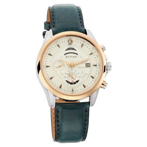 Buy Online Titan Maritime White Dial Chronograph Leather Strap Watch ...