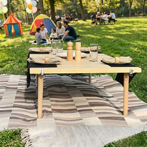 30x96 H13-19 Inch Wooden Foldable Boho Picnic Table NATURAL&WALNUT - Etsy
