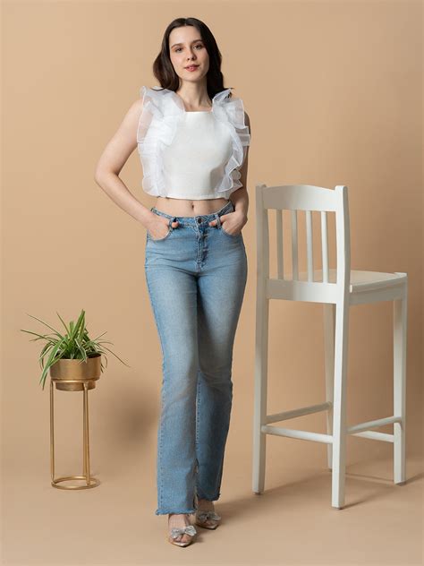 White Top With Organza Frill