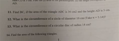 Find BC, if the area of the triangle ABC is 36 cm 2 and the height AD is