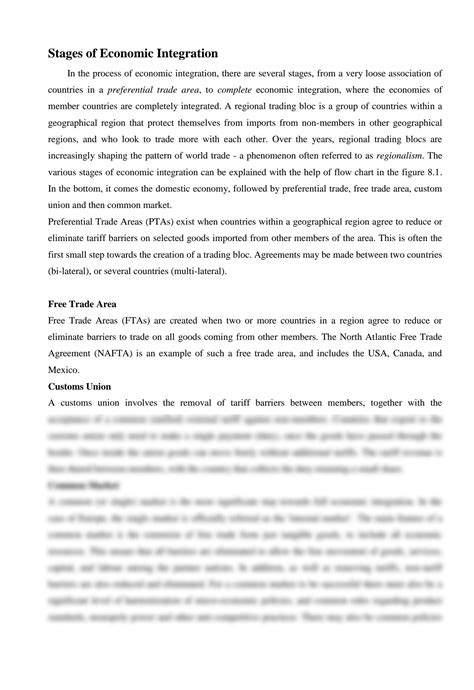 Stages Of Economic Integration
