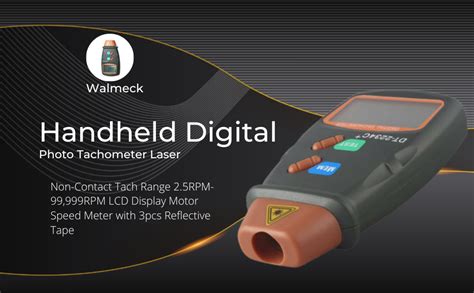 Walmeck Handheld Digital Photo Tachometer Laser Non-Contact Tach Range ...