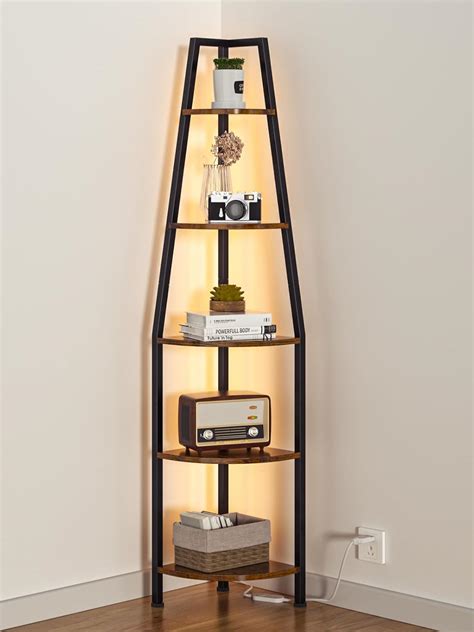 Amazon.com: Furnulem 5 Tier Corner Shelf with LED Light, 67.2” Tall ...