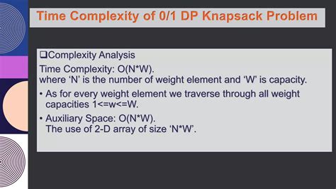 Image result for Implement 0-1 Knapsack Problem Using Dynamic Programming Time Complexity