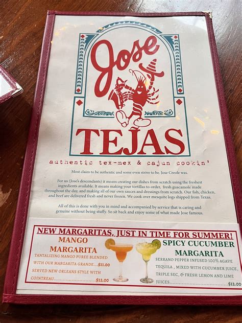 Menu at Jose Tejas restaurant, Fairfield, 647 US-46
