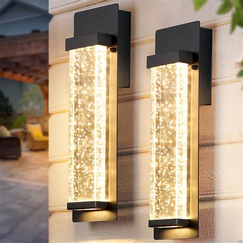 SNRU Modern LED Outdoor Wall Sconces Lights Exterior for House, 2 Pack ...