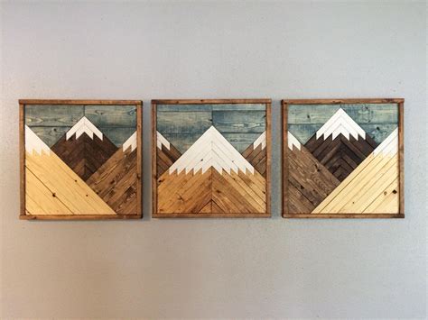 Stained Mountain Tops Set Of 3 Reclaimed Wood Wall Art by ...