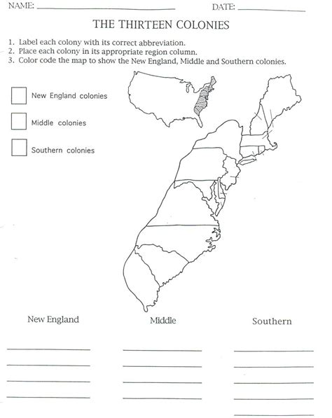 Blank Map Of The 13 Colonies Printable